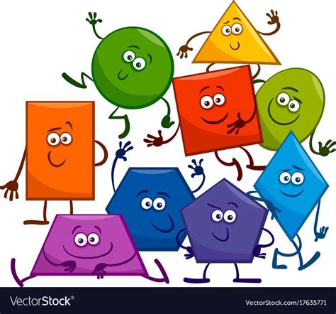 Cartoon Basic Geometric Shapes Characters Vector Image On Vectorstoc