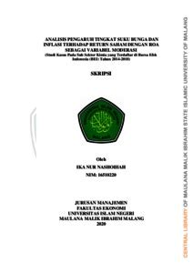 Analisis pengaruh tingkat suku bunga dan inflasi terhadap ...
