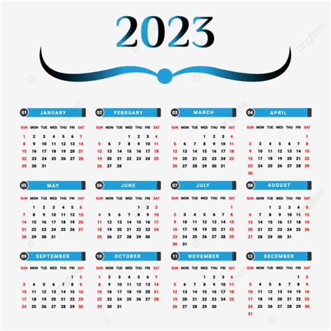 تقويم عام 2023 باللونين السماوي والأسود بشكل فريد تقويم 2023 التقويم