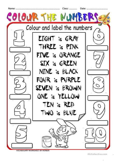 Colour The Numbers Con Imágenes Ingles Para Preescolar Ingles
