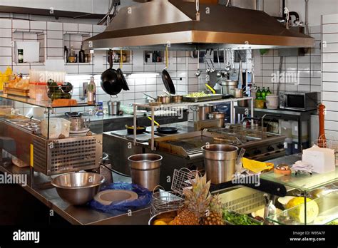 Interior Of Professional Chef Kitchen In Restaurant Stock Photo Alamy
