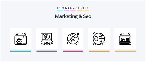 Marketing And Seo Line 5 Icon Pack Including Youtube Marketing