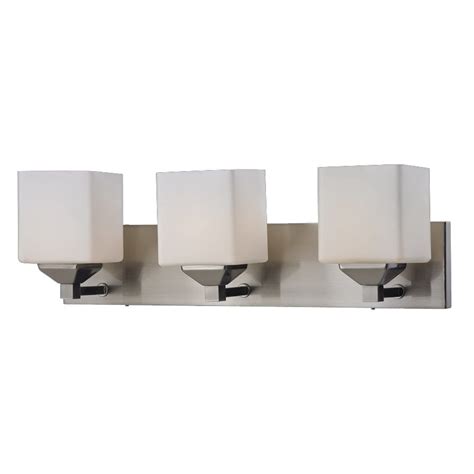 Love these lights over our vanity in our newly renovated master bathroom. Shop Z-Lite 3-Light Quube Brushed Nickel Bathroom Vanity ...