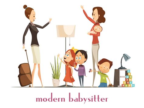 Moderne Babysitter Kindermädchen Service Karikatur Illustration 481442