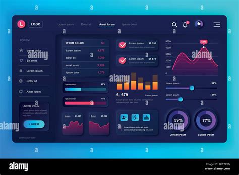 Neumorphic Dashboard Ui Kit Admin Panel Vector Design Template With