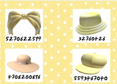 Yellow Hats Codes Yellow Accessories Roblox Codes Coding Clothes