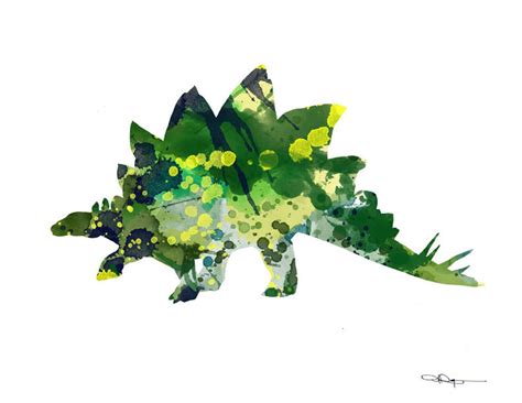 Stegosaurus Art Print Abstract Dinosaur Watercolor Painting Wall Decor