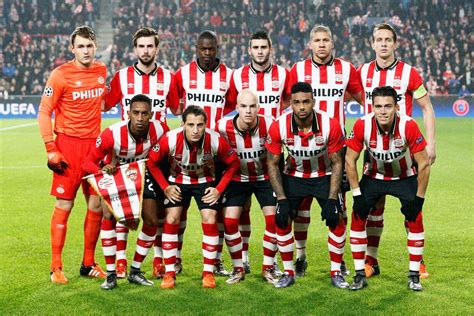 The Psv Team Line Up Prior To The Group B Uefa Champions League Match