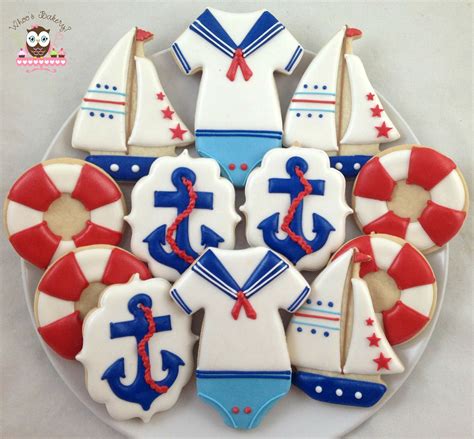 Sailor themed baby shower decorations. Baby shower cookies, nautical baby shower, nautical ...