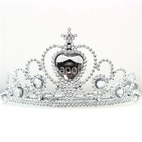 Wholesale Plastic Silver Tiara With Centre Heart Stone Assorted