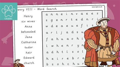 Teachers Pet Henry Viii Tudor Word Search