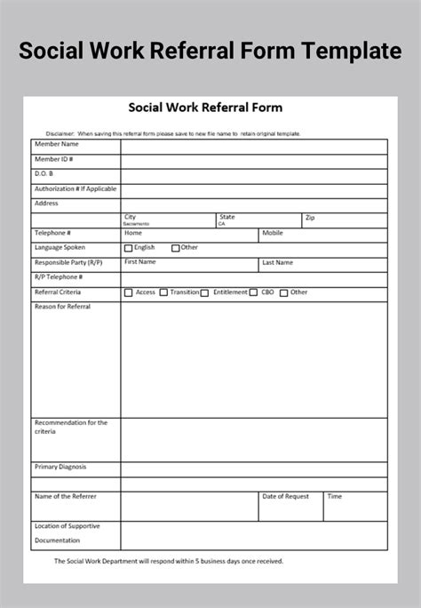 Social Work Referral Form Template