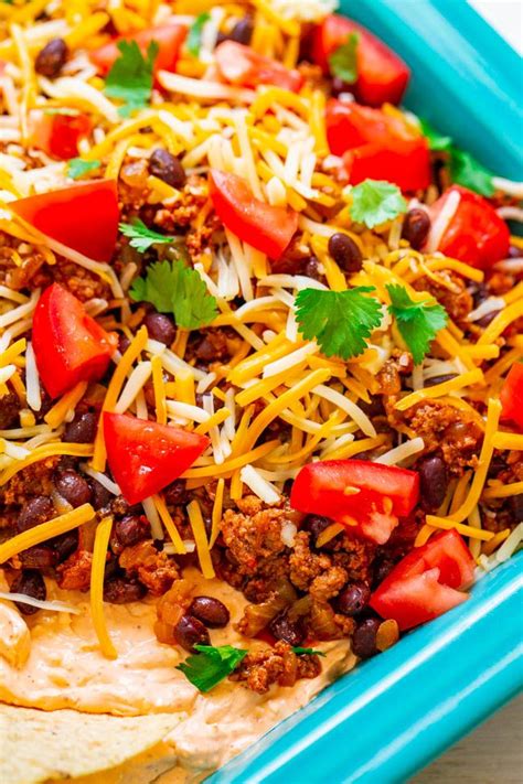 Layered Beef Taco Dip Recipe Tacos Beef Taco Dip With Meat Ground