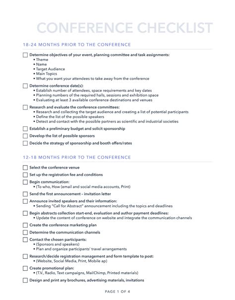 Free Conference Planning Checklist Template For Pdf Hubspot