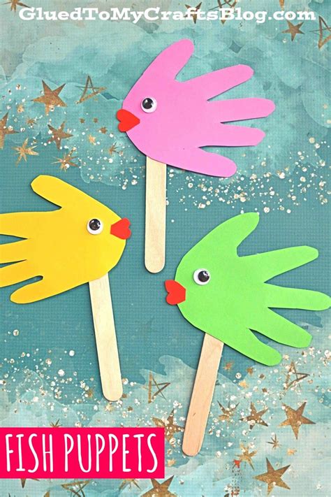 Handprint Fish Puppets Craft Idea For Kids