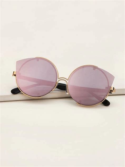 Cat Eye Metal Frame Sunglasses Shein Usa Sunglass Frames