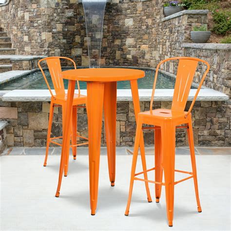 Flash Furniture Commercial Grade 24 Round Orange Metal Indoor Outdoor
