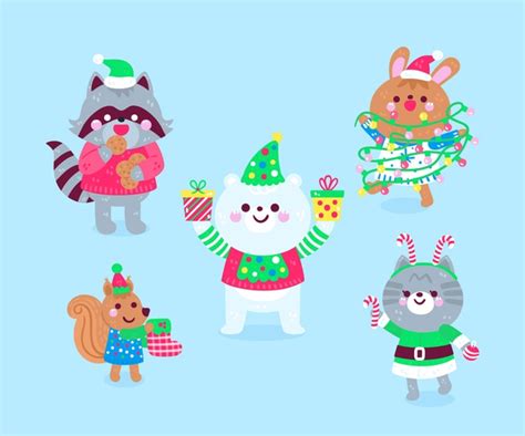 Freepik Cartoon Christmas Characters Collection Free Vector Ai Eps