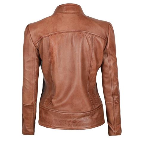 brown fitted leather jacket for women musheditions