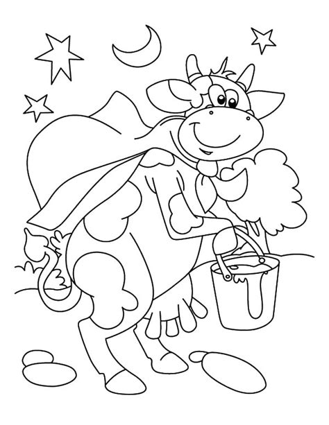 Milking Cow Cartoon Coloring Pages Color Luna