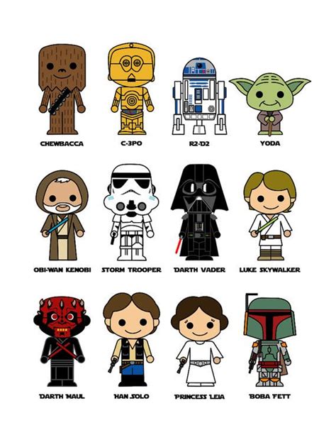 Star Wars Art Print~ 15 Loopzart On Etsy Star Wars Characters