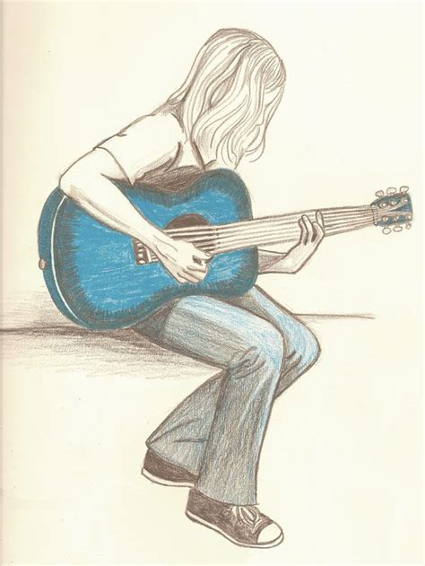 Drawings Girl Drawing Sketches Guitar Drawing Music Drawings