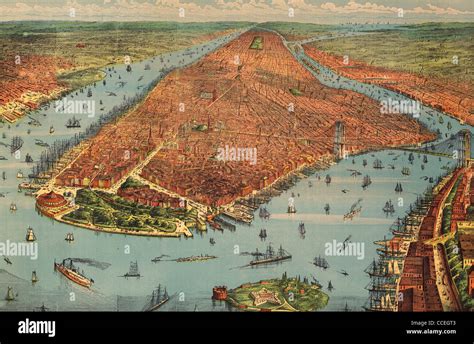 Overview Map Of New York City 1879 Stock Photo Alamy