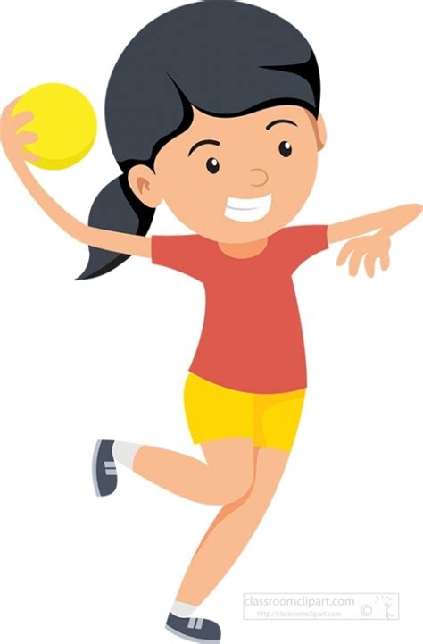 Young Girl Playing Handball Clipart Classroom Clip Art
