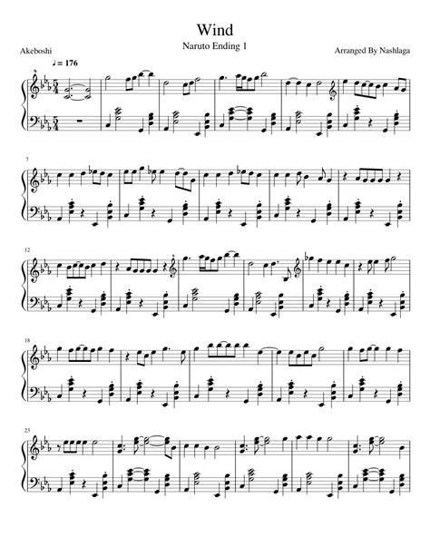 A piano should be able to sound like anything, so play attenuated and messy. Wind Piano Sheet Music (Naruto Ending 1) Sheet music for Piano | Download free in PDF or MIDI ...