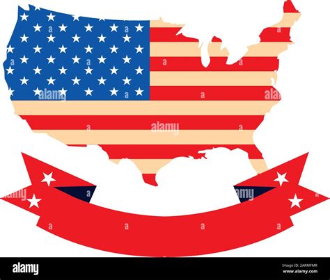 mapa de estados unidos con bandera sobre diseño de ilustración vectorial de fondo blanco imagen