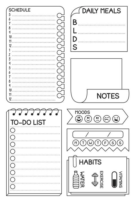 The Printable Daily Planner Is Shown In Black And White With Notes On
