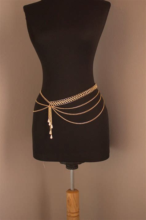 Gold Waist Chain With Pearl Silver Belly Chain Body Etsy