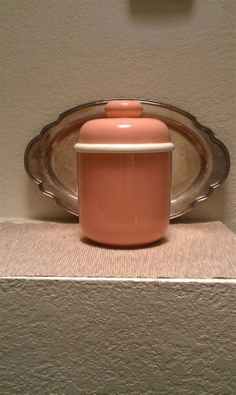 Vintage Treasure Craft Cookie Jar Kitchen Storage Pink Peach Salmon