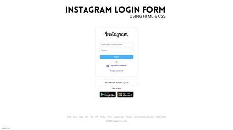 Instagram Login Form Clone Using Html And Css Youtube