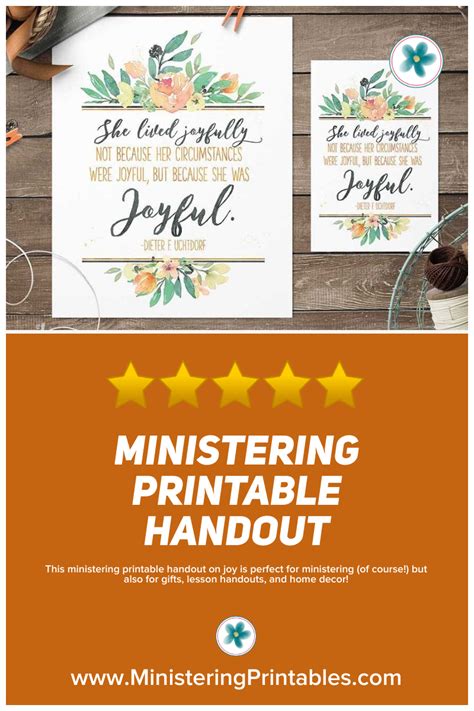 Ministering Printable Handout Joy Ministering Printables
