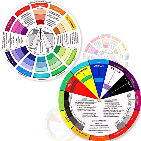 2 Pieces Color Artist Wheel Paint Mixing Learning Guide Art Class