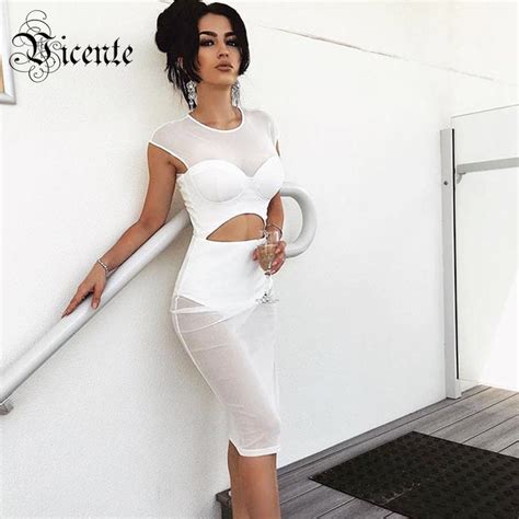 Vicente HOT 2019 New Fashion Elegant White Sexy Hollow Out Sheer Lace