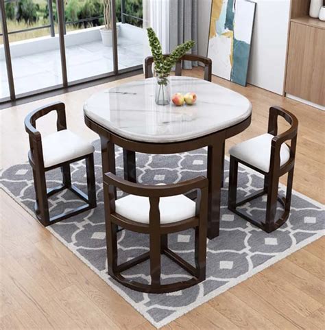 Marble Dining Table With 4 Chairs Set Combination Simple Modern Small