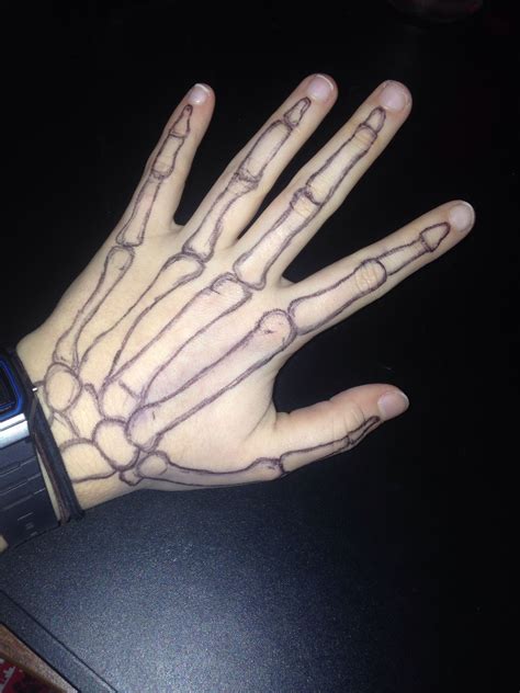 Drew The Skeleton Of A Hand Onto My Hand Drawings Skeleton Hands