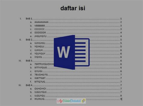 Contoh Daftar Isi Makalah Yang Benar Singkat Word File Jaring Narasi