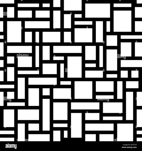 Abstract Geometric Seamless Pattern White Rectangles Over Black
