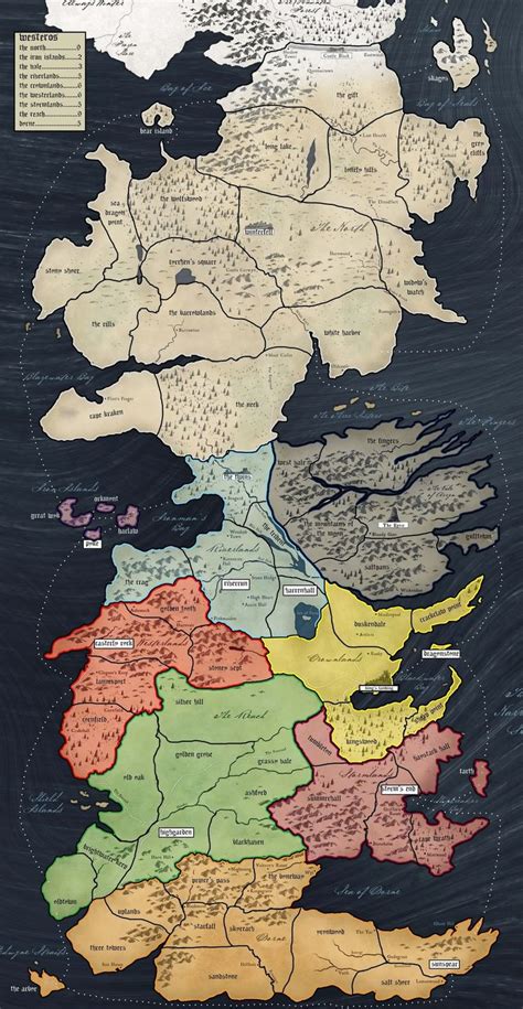 Westeros Map by House GameofThrones Westeros Houses Map Mapa de westeros Fogo e gelo Dragões