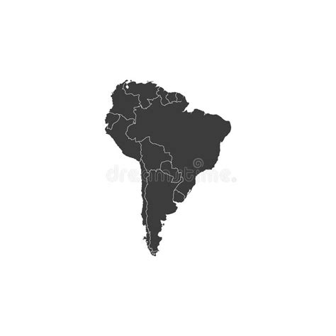 South America With Country Borders Vector Illustration Stock