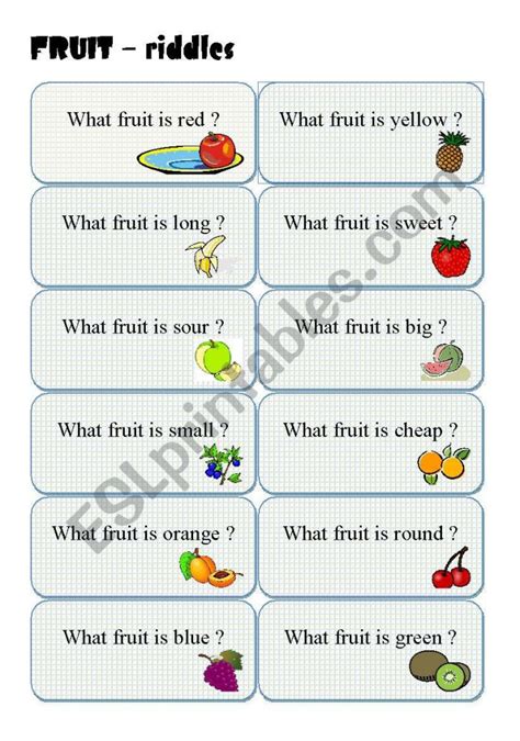 fruit riddle worksheets worksheets