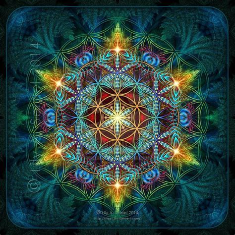 Flower Of Life Fractal Mandala By Lilyas On Deviantart Aqua Teal