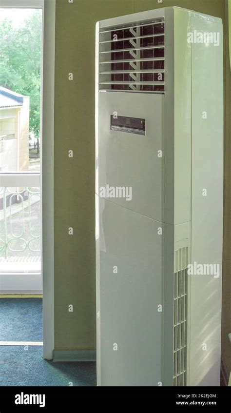 Vertical Split System Column Air Conditioner Close Up For Office