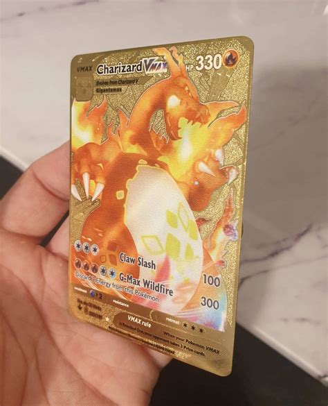 Pokemon Metall Karte Gold Shiny Glurak Vmax Charizard