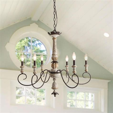 6 Light Shabby Chic French Country Chandeliers Retro White Lnc Home