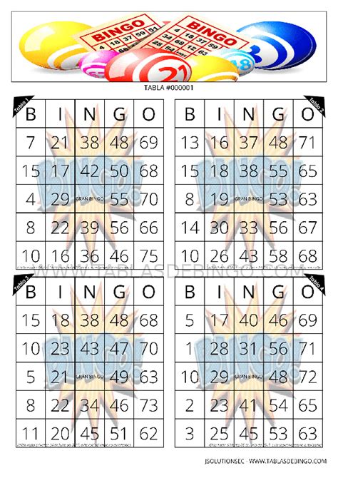 Tablas De Bingo Para Imprimir Bingo De Las Tablas