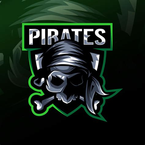Piratas Caveira Mascote Logotipo Esport Design Vetor Premium